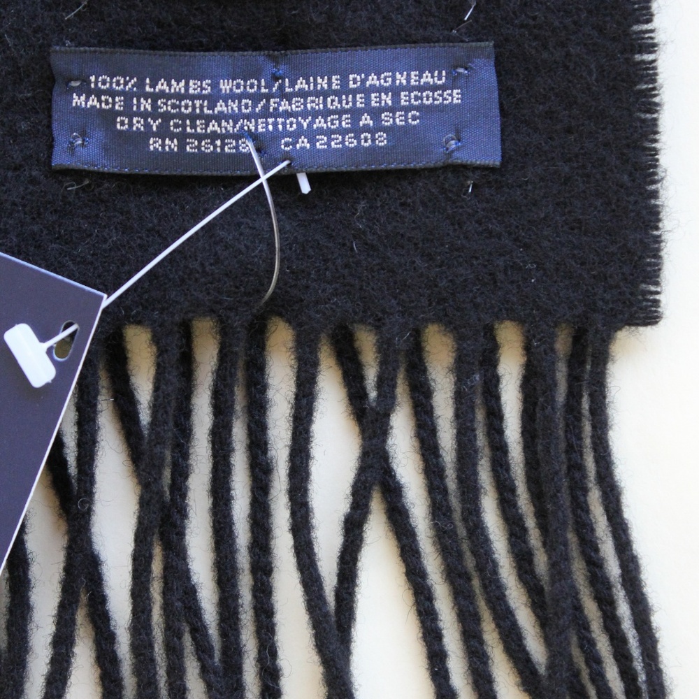 Ralph LAUREN wrap SCARF (unisex) black NWT - Picture 7 of 7